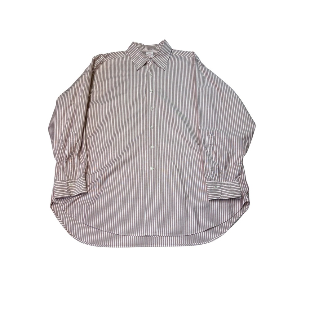 Vintage Brooks Brothers Makers Madison Shirt Mens 17.5-34 Red White Cotton USA